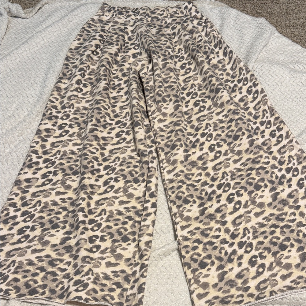 Aerie XS short Leopard Print Wide-Leg Pants nwt